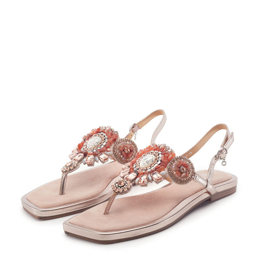 Lavana Rose Gold Alcantara Sandals