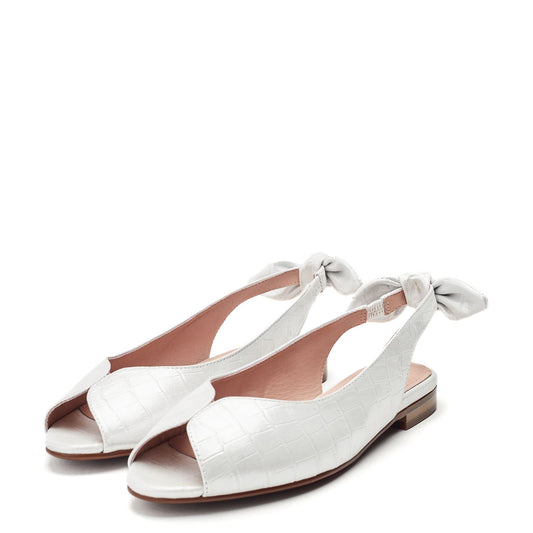 Lavatera White Metallic Leather Shoes