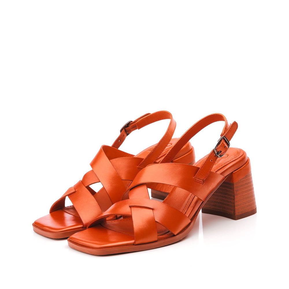 Leeana Orange Leather Sandals