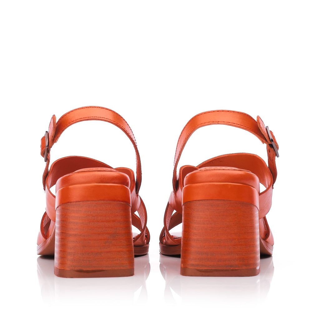 Leeana Orange Leather Sandals
