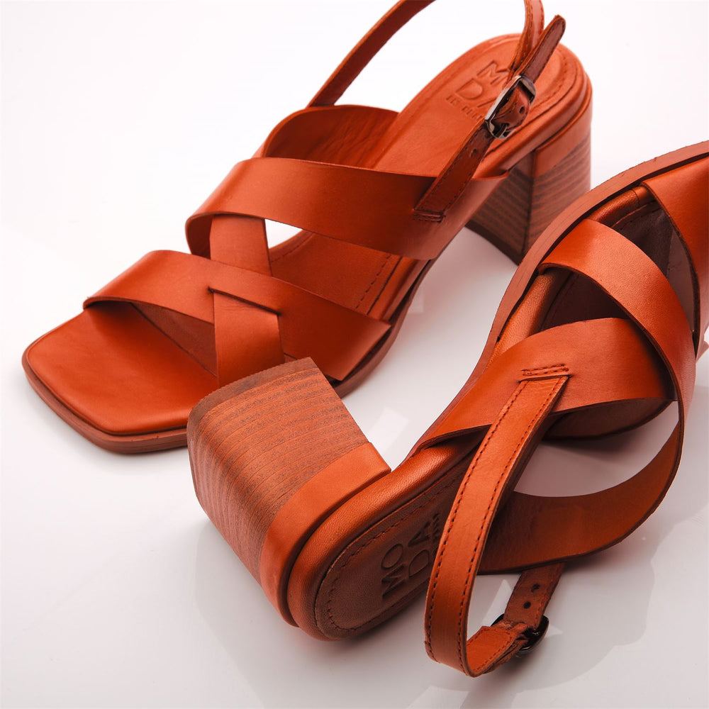 Leeana Orange Leather Sandals