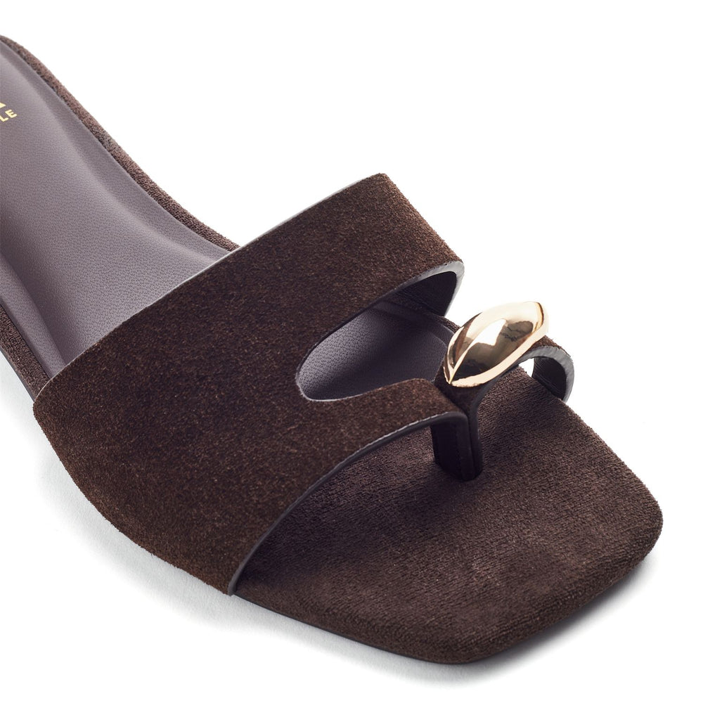 Leera Dark Brown Suede Sandals