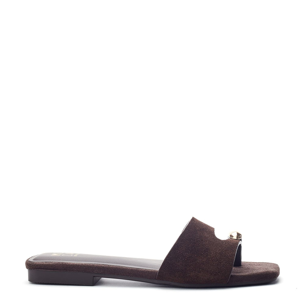 Leera Dark Brown Suede Sandals