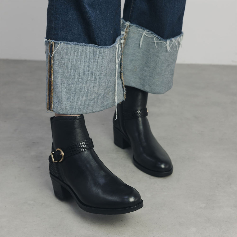 Leighton Black Leather Boots