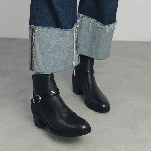 Leighton Black Leather Boots
