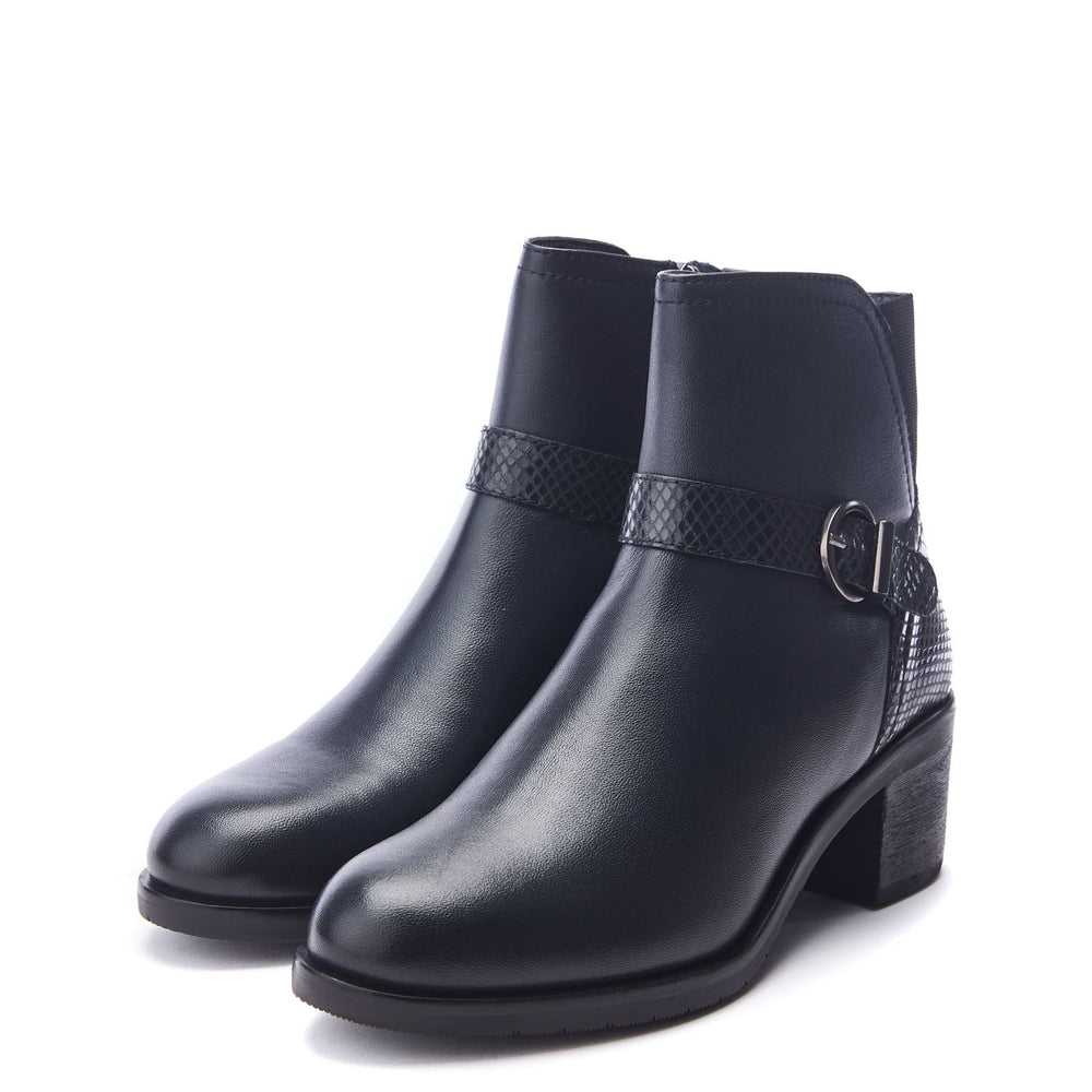 Leighton Navy Leather Boots
