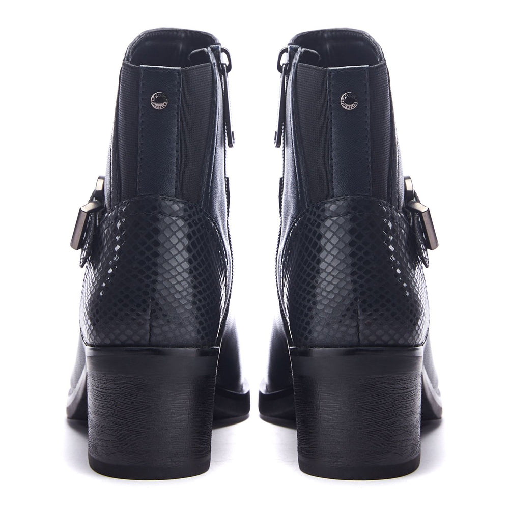 Leighton Navy Leather Boots