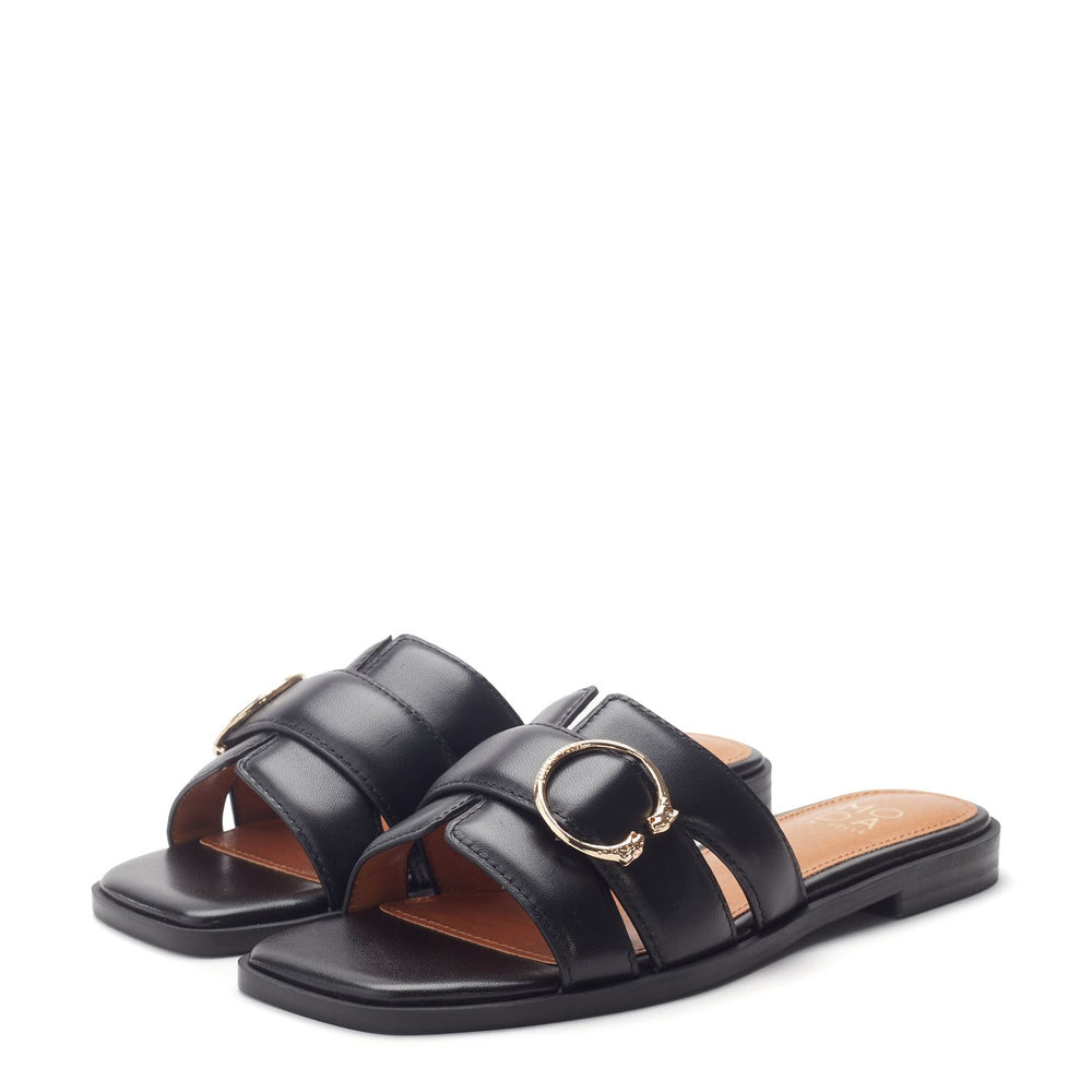 Liatris Black Leather Sandals