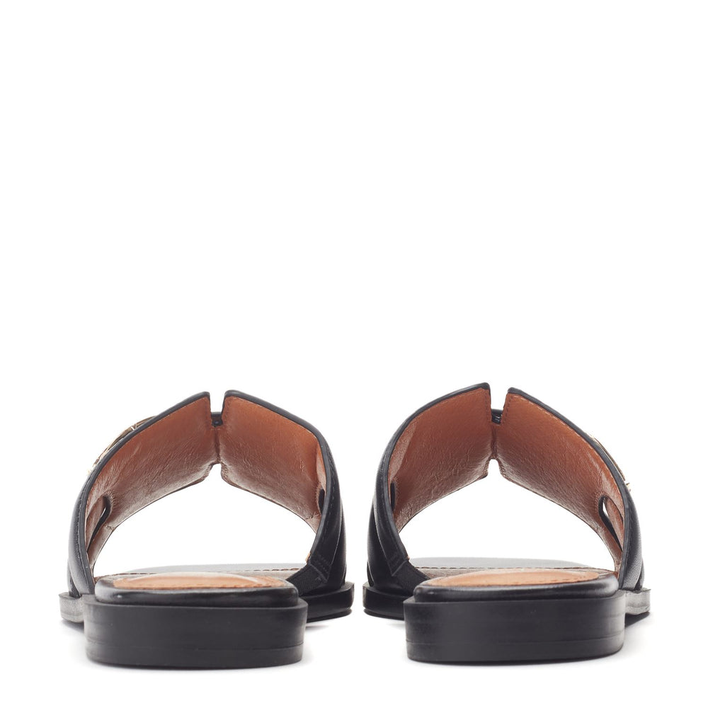Liatris Black Leather Sandals