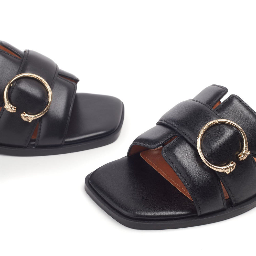 Liatris Black Leather Sandals
