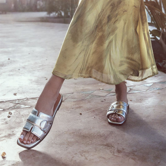 Liatris Silver Leather Sandals
