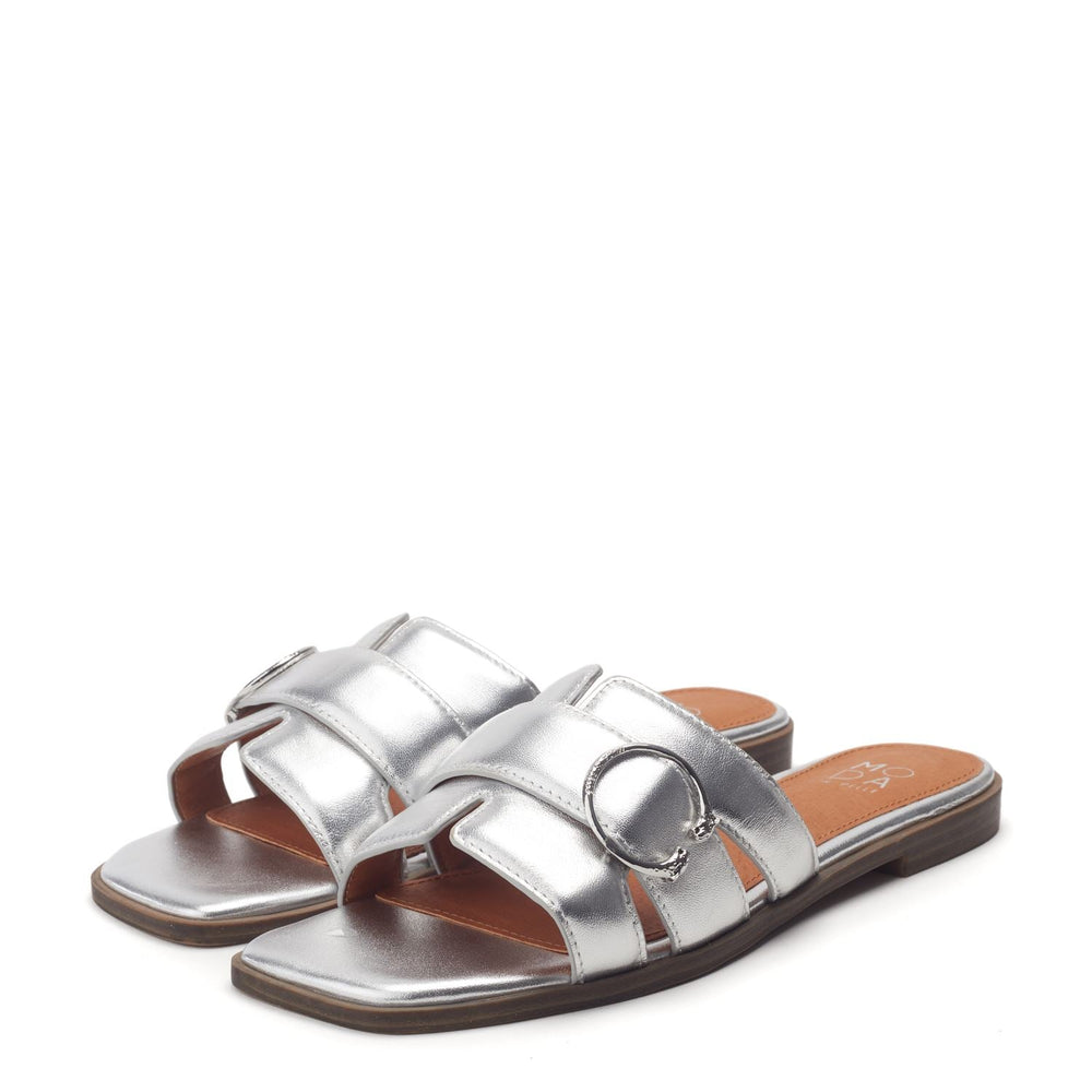 Liatris Silver Leather Sandals