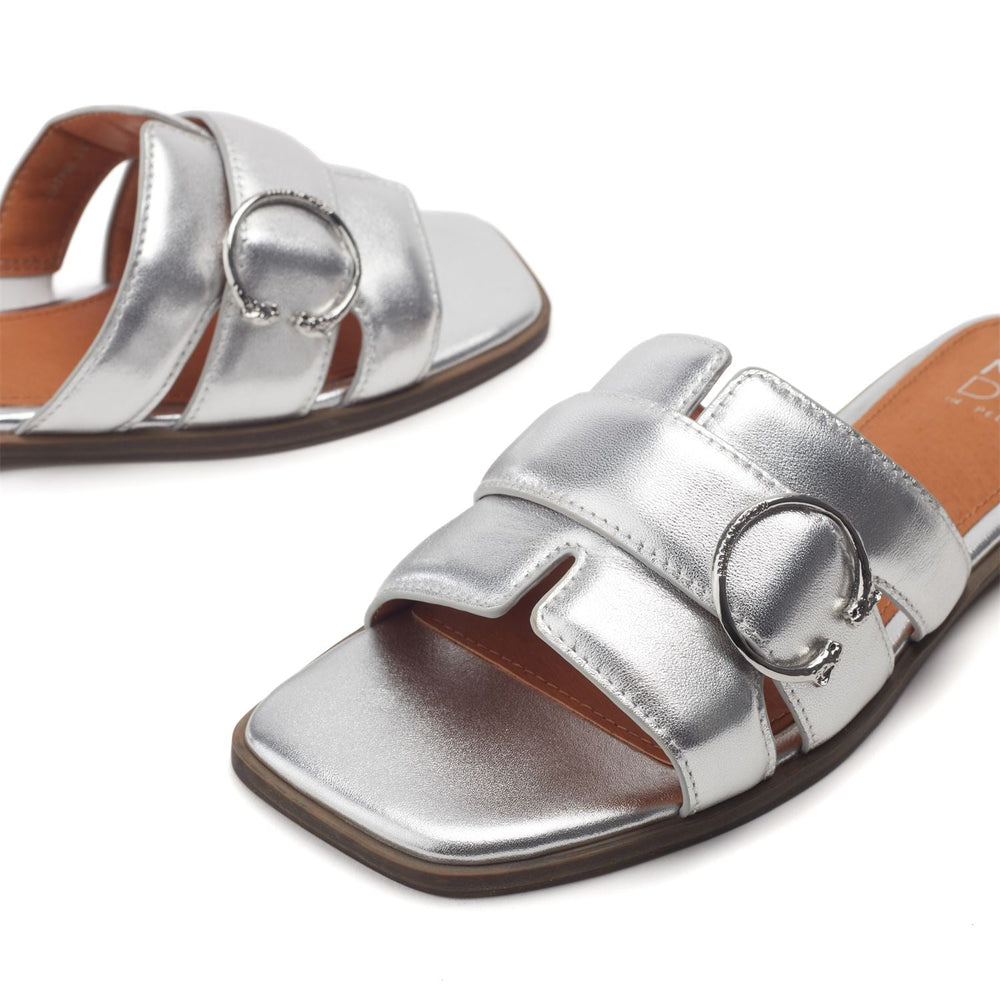Liatris Silver Leather Sandals