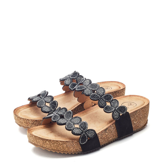 Lorina Black Porvair Sandals