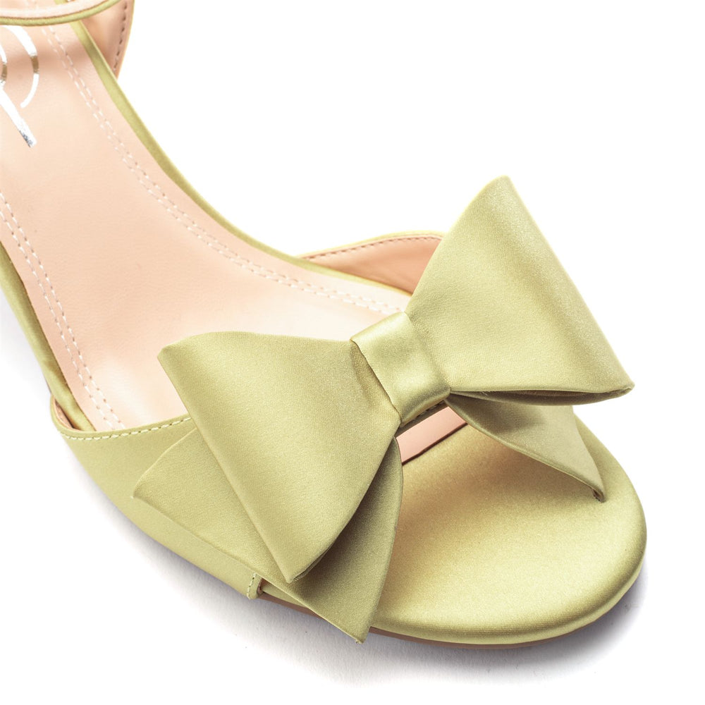 Lotty Lime Green Satin Sandals