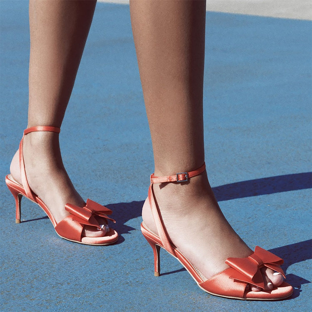 Lotty Orange Satin Sandals