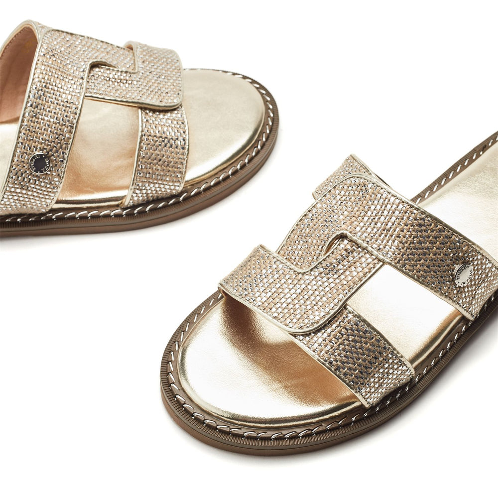 Lupin Gold Lizard Porvair Sandals