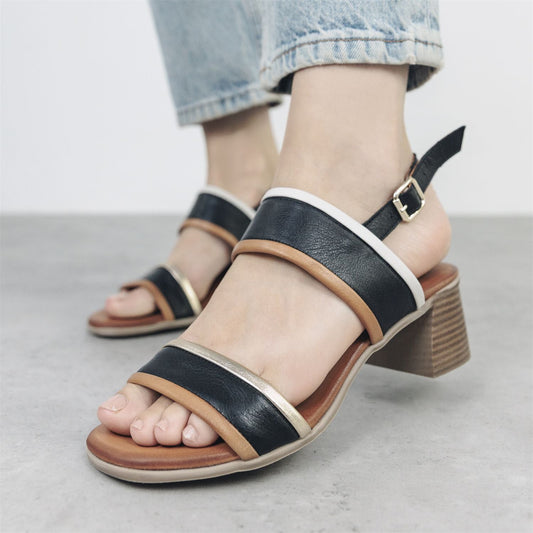 Luzula Black Leather Sandals