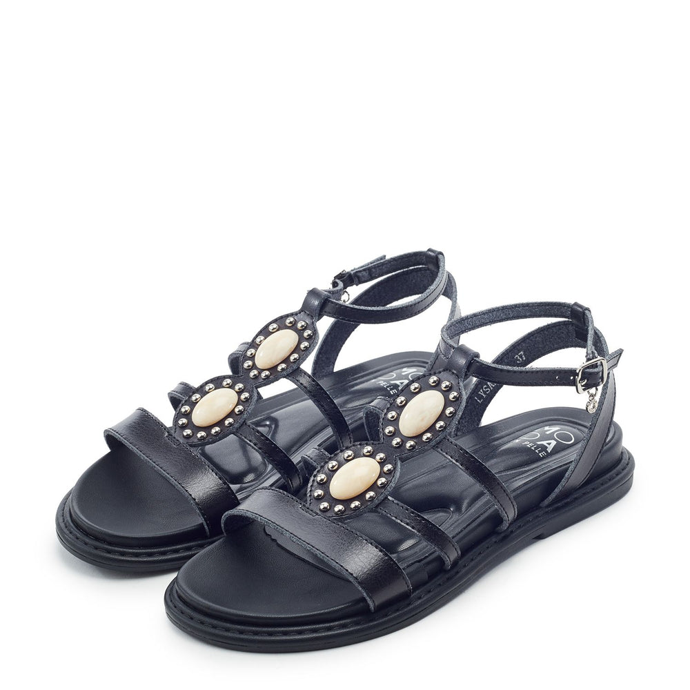 Lysandra Black Porvair Sandals