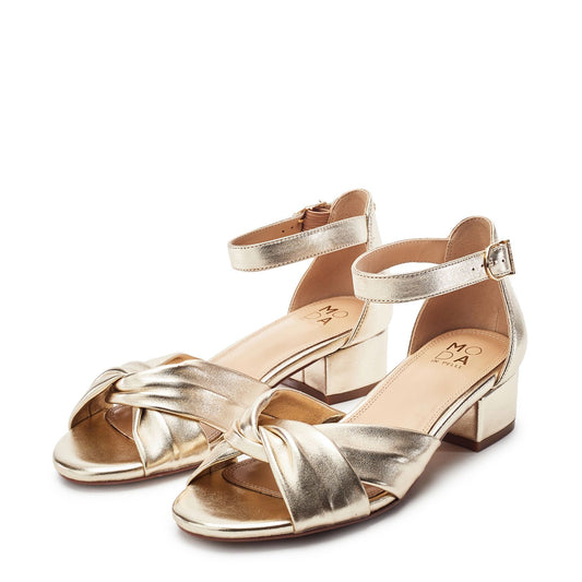 Macadima Gold Leather Sandals