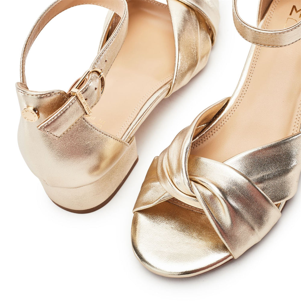 Macadima Gold Leather Sandals