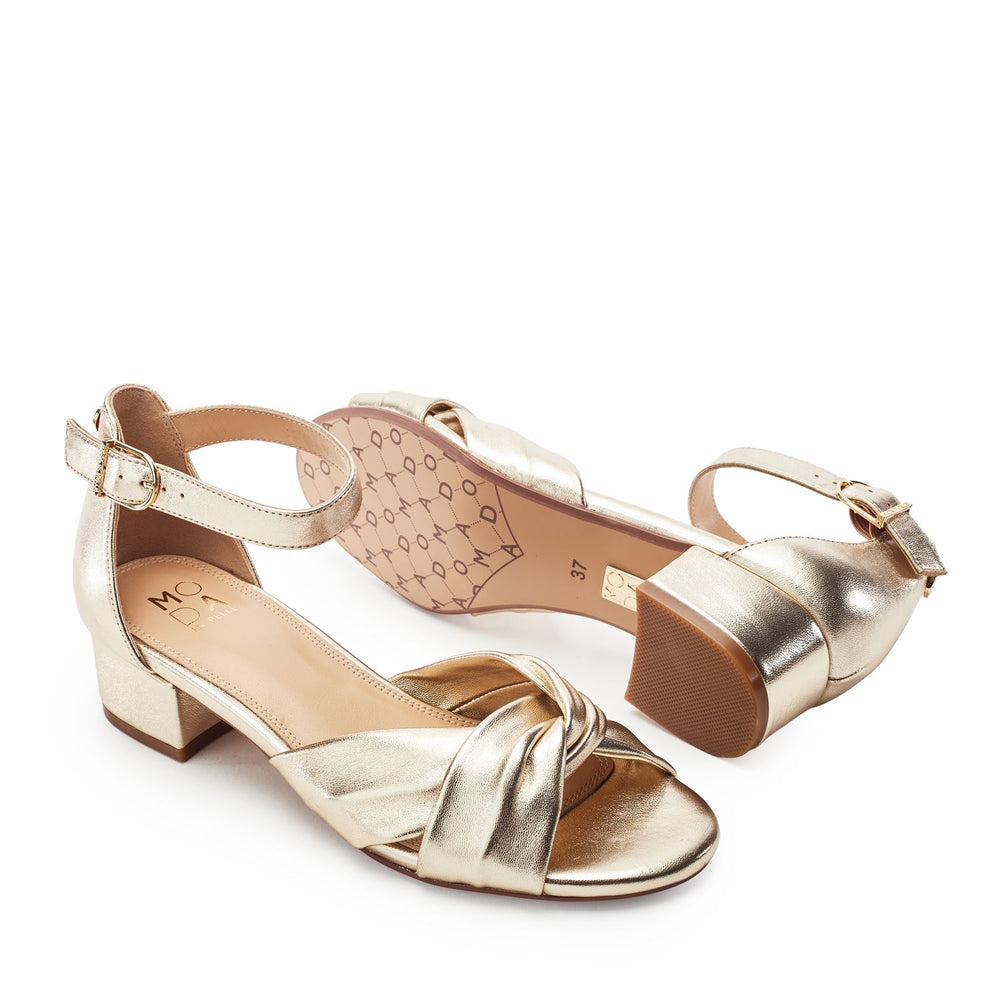 Macadima Gold Leather Sandals