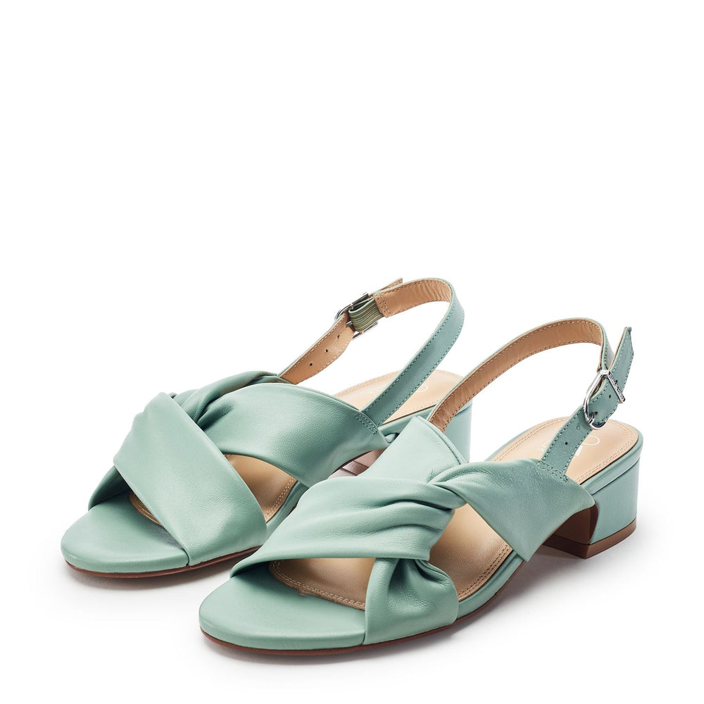 Macarena Sage Leather Sandals