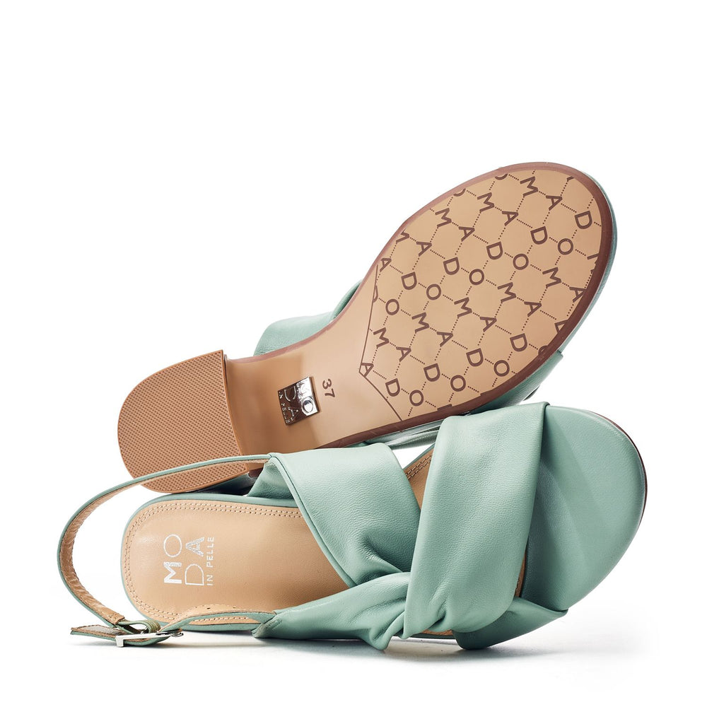 Macarena Sage Leather Sandals