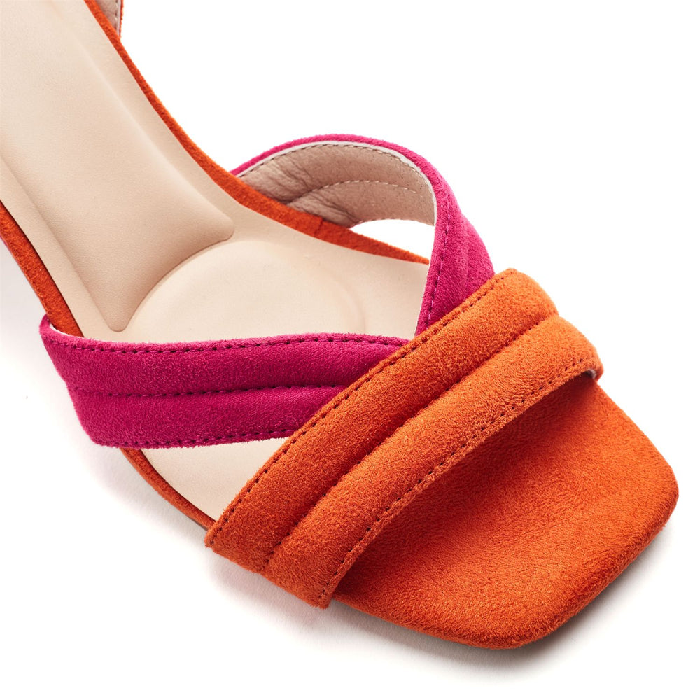 Madelia Pink-Orange Alcantara Sandals
