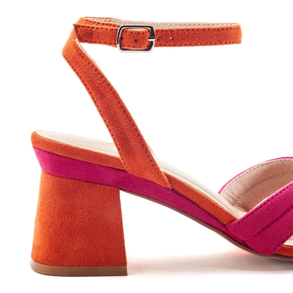 Madelia Pink-Orange Alcantara Sandals