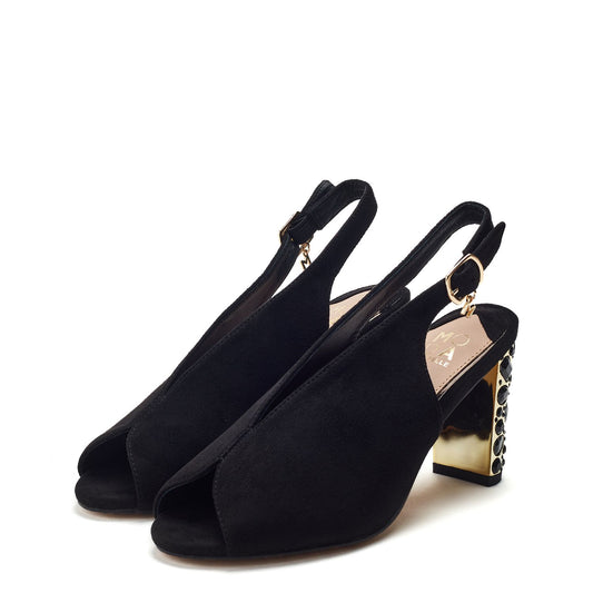 Maeva Black Alcantara Sandals