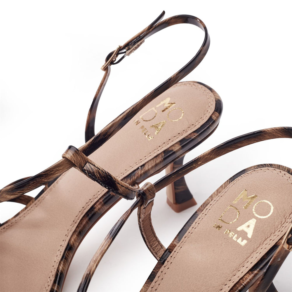 Maleni Black - Leopard Patent Sandals