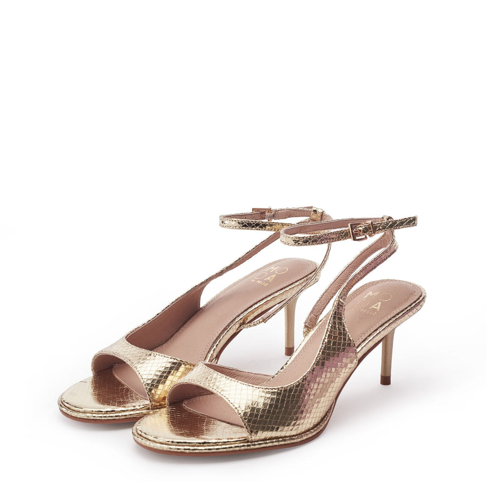 Manella Gold Snake Print Sandals