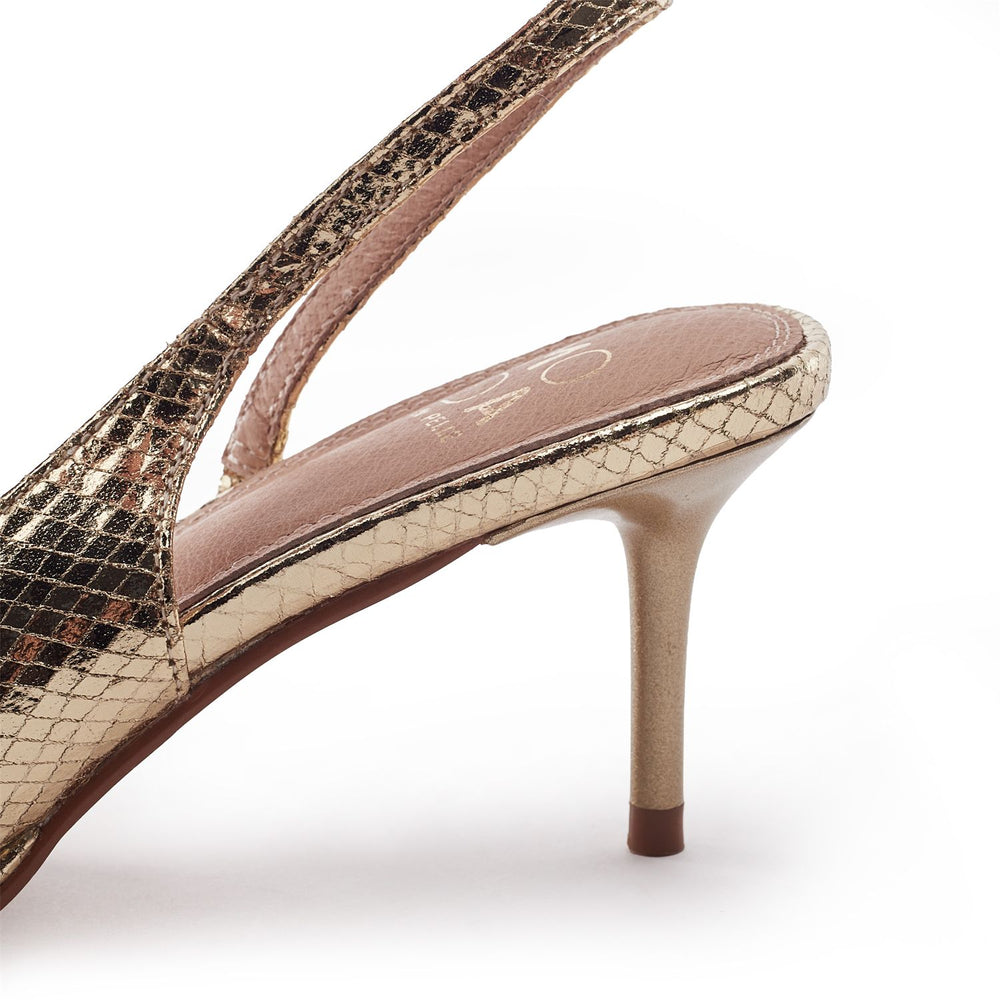 Manella Gold Snake Print Sandals