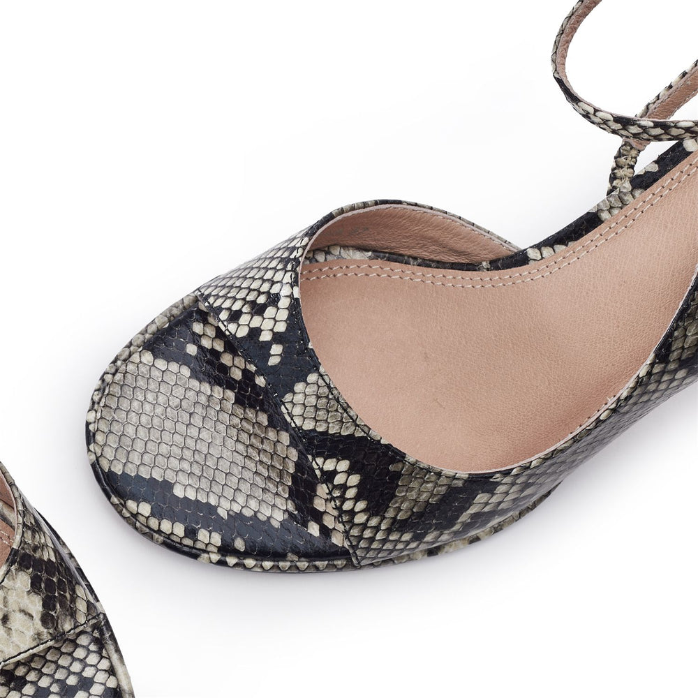 Manella Grey Mix Snake Print Sandals
