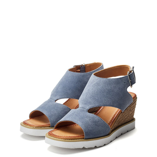 Mapel Light Blue Suede Sandals