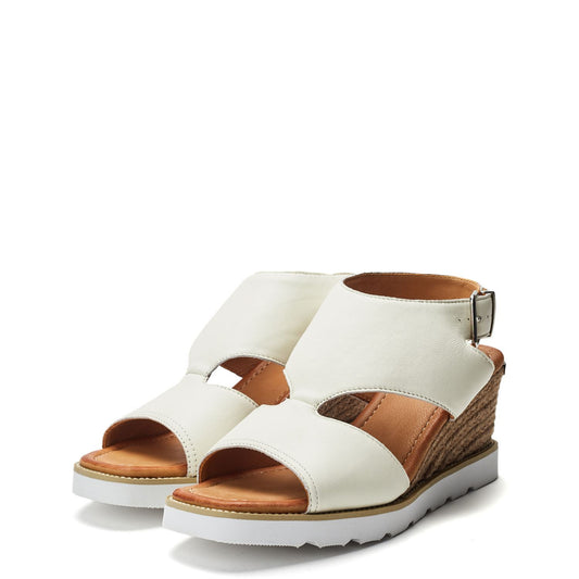 Mapel White Leather Sandals