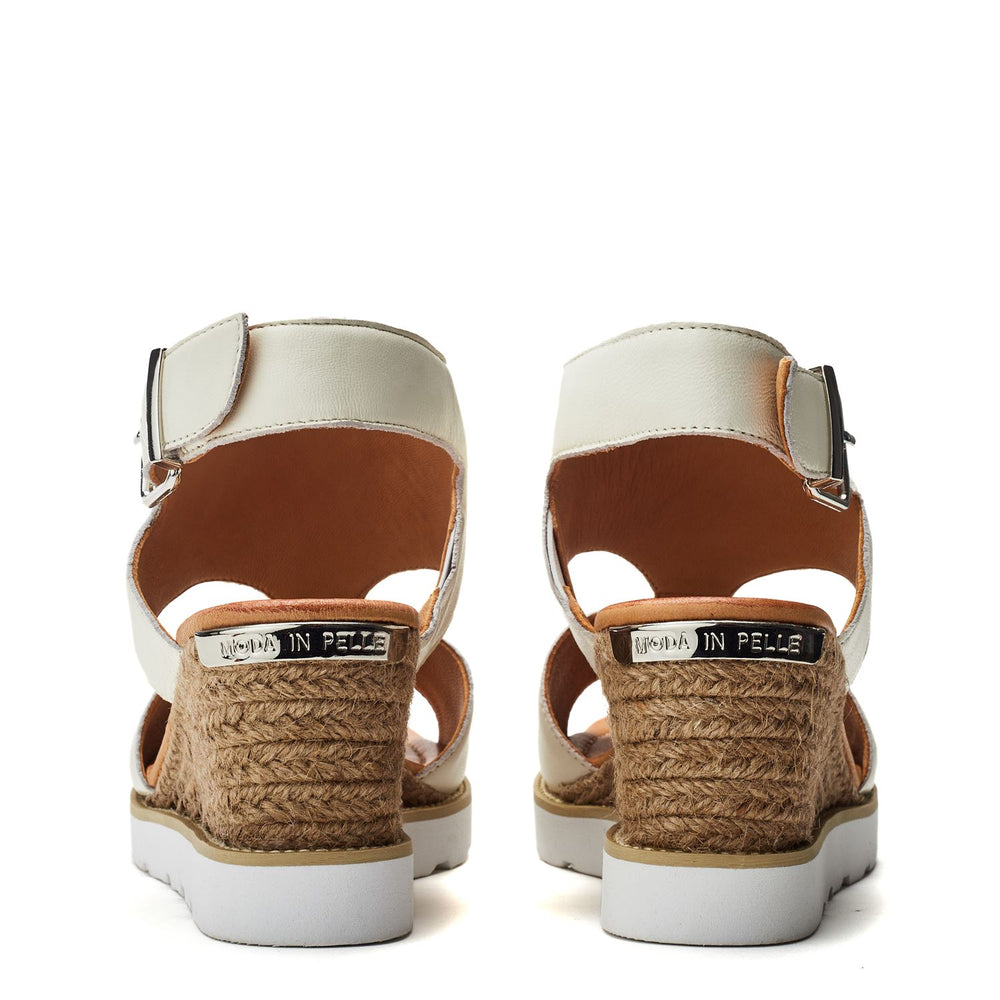 Mapel White Leather Sandals