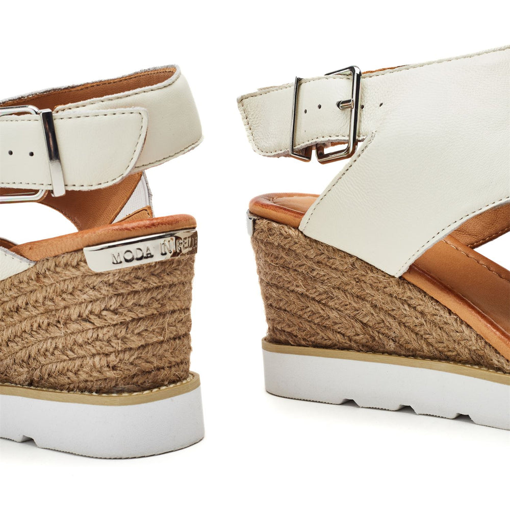 Mapel White Leather Sandals