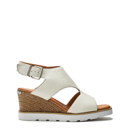 Mapel White Leather Sandals