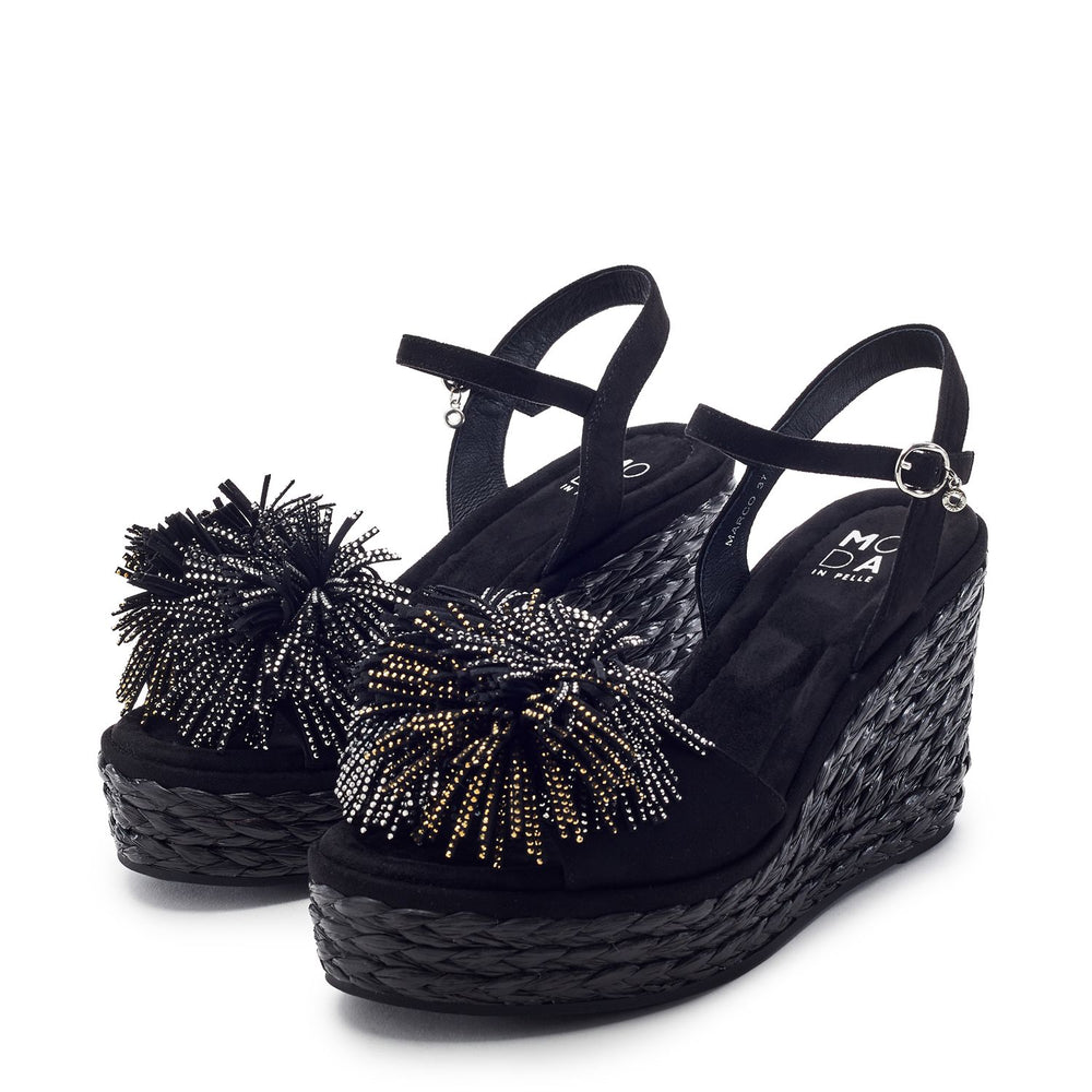 Marco Black Alcantara Sandals