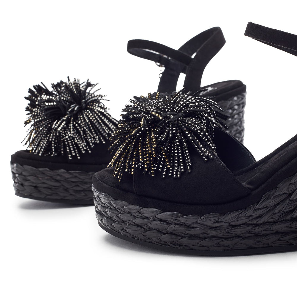Marco Black Alcantara Sandals