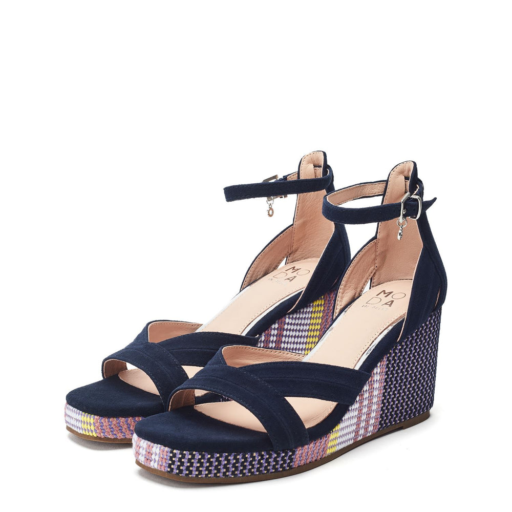 May Navy Suede Sandals