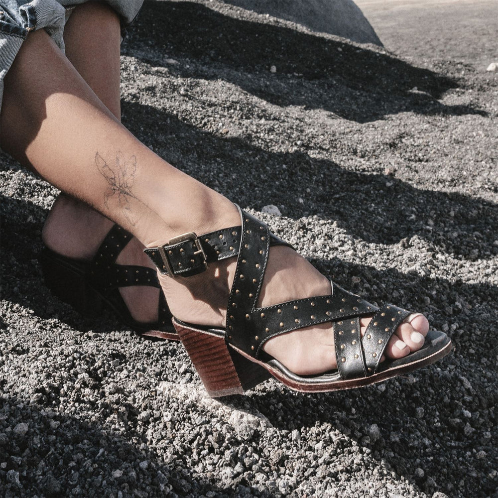 Mayley Black Leather Sandals