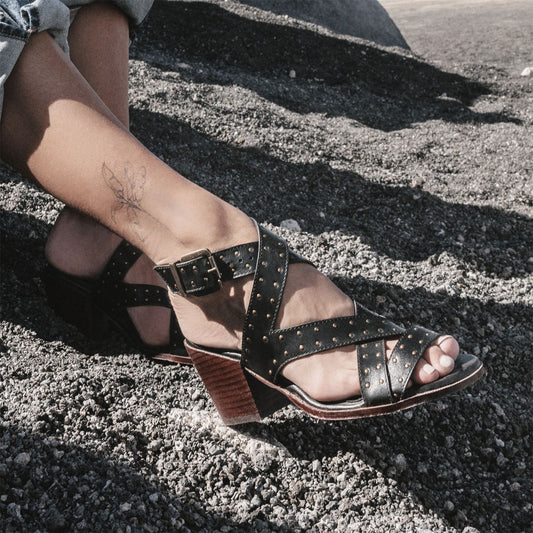 Mayley Black Leather Sandals