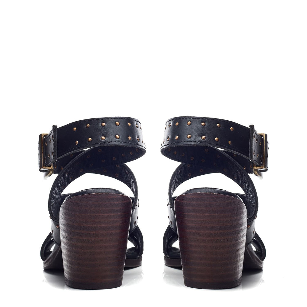 Mayley Black Leather Sandals