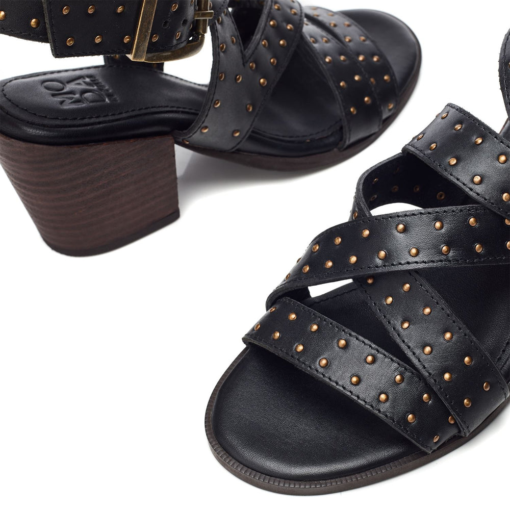 Mayley Black Leather Sandals