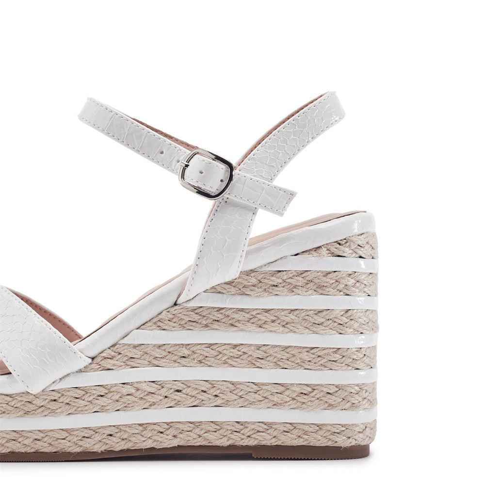 Maylia White Snake Print Sandals
