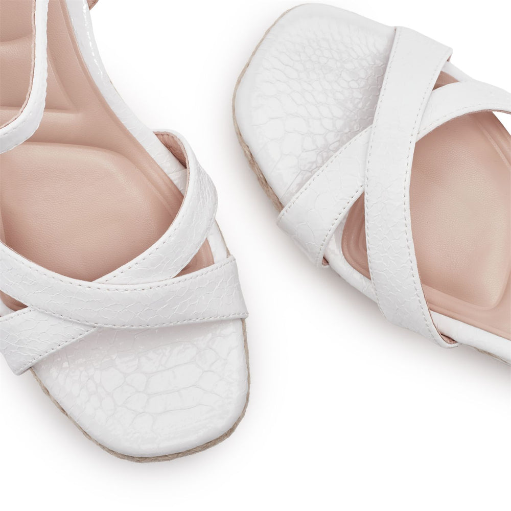 Maylia White Snake Print Sandals