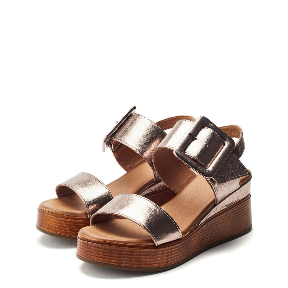 Mazus Pewter Leather Sandals